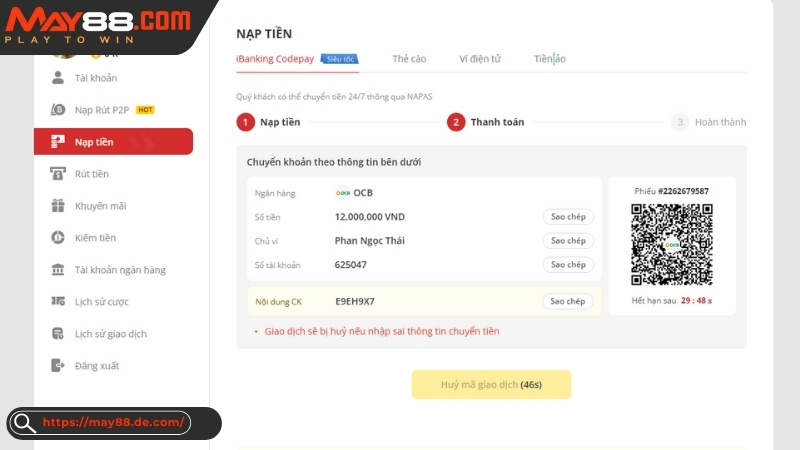 Nạp tiền May88 cần đảm bảo điều kiện gì? Nạp tiền May88 cần đảm bảo điều kiện gì?